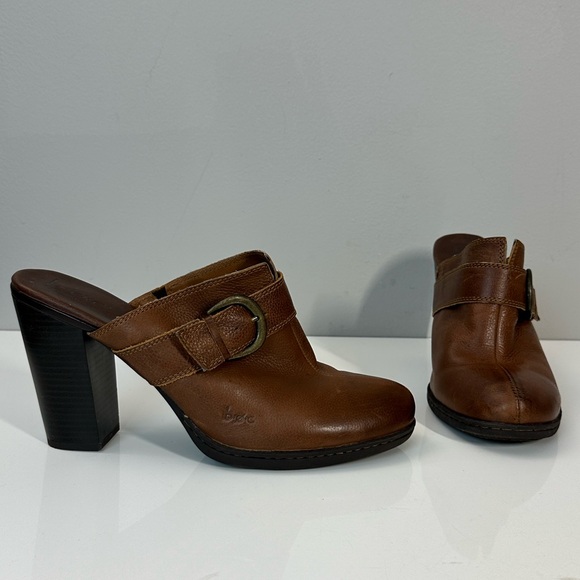 boc Shoes - BOC Brown Leather Heeled Mules Size 11